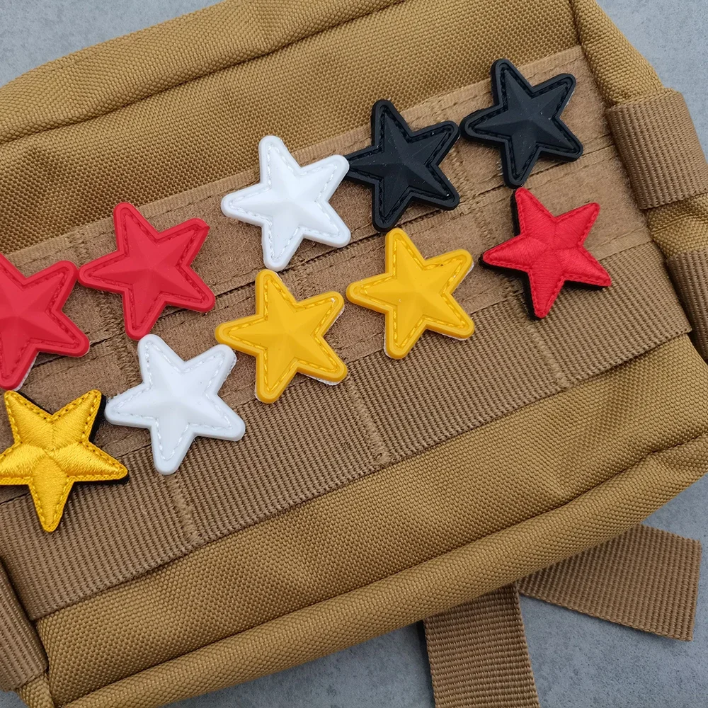 Mini Pretty Five Satrs Sew-on Bag Little Gilrs Bag Hear Stickers Mini Rubber Embroidery Star Patch For Miliatry Tactical Shirt