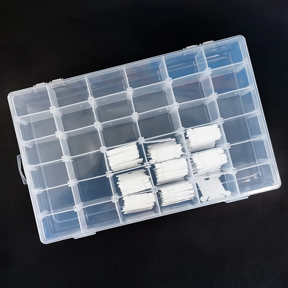 J1UL1N 36 Grids Plastic Embroidery Floss Organizer Box & 50 Floss Bobbins & 2PCS Floss Number Stickers For Sewing Storage