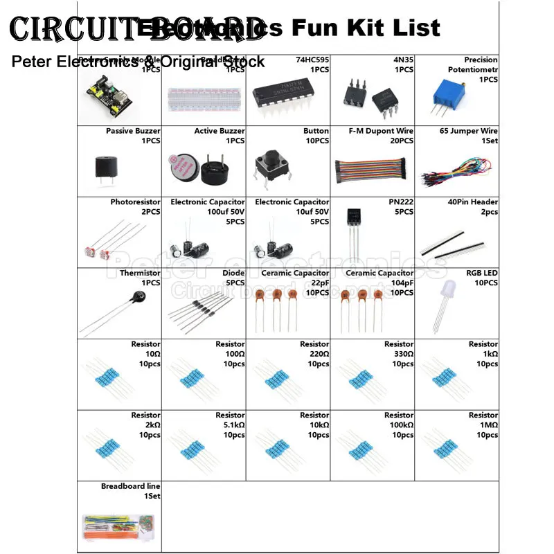 Imagem -05 - Diy Electronic Project Starter Kit com Caixa Arduino Uno r3 Conjunto de Componentes Eletrônicos Breadboard 830 Tie Points