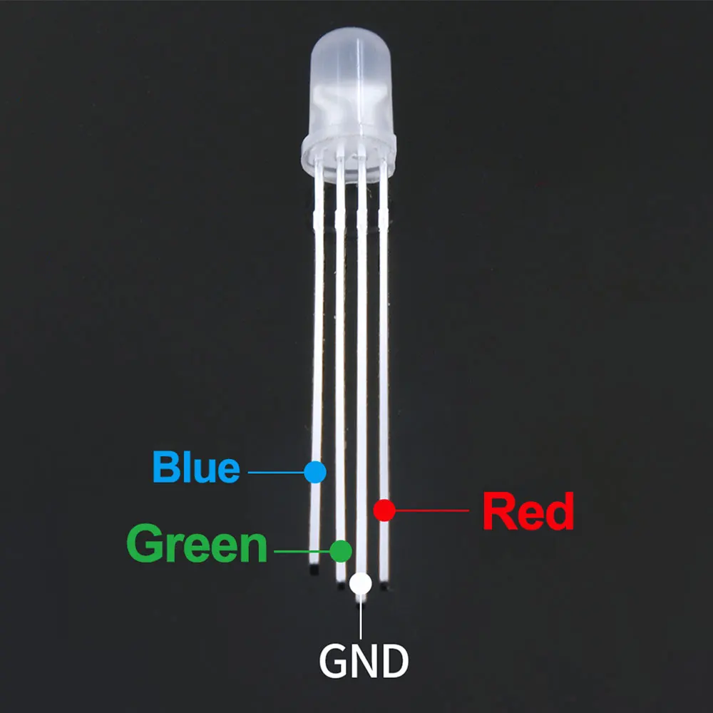20Pcs Multicolor 4pin 5mm RGB Led Diode Light Lamp Tricolor Round Common Anode LED F5 Light Emitting Diode Red Green Blue
