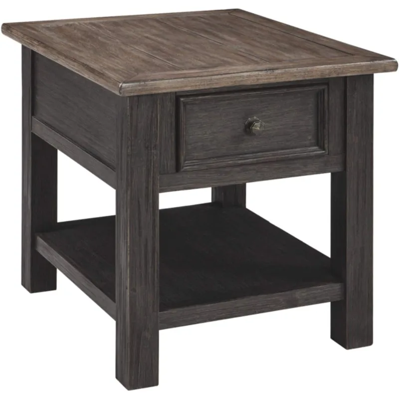 Signature Design by Ashley Tyler Creek Rustic End Table with Storage Drawer and Fixed Shelf, Brown & Black