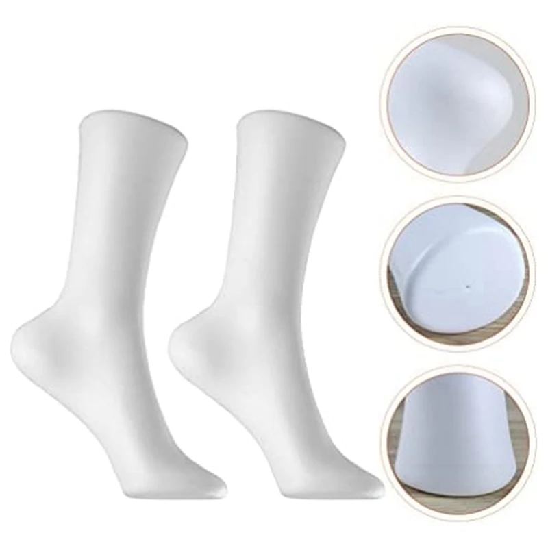 2 Pcs Mannequin Foot Sock Model Female Foot Sock Display Short Stocking Ankle Bracelet Jewelry Display Stand, White