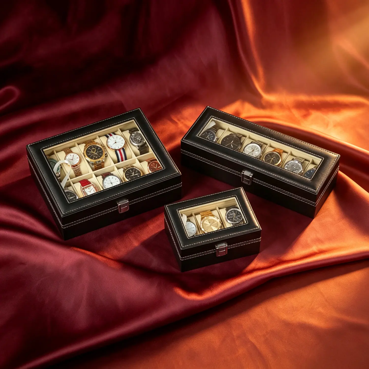 High Capacity Leather Watch Organizer Box