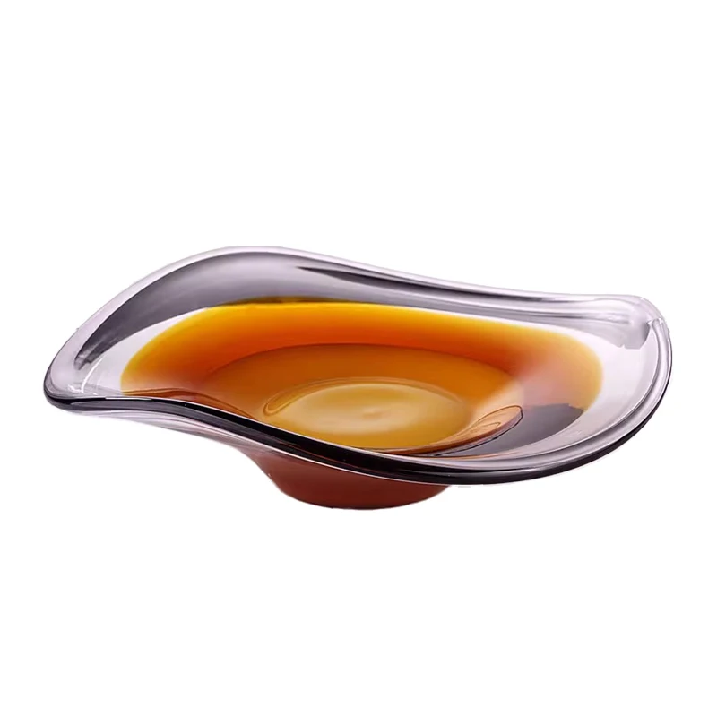 

Crystal glass fruit plate brown living room coffee table dining table storage tray decorative tray advanced ornament