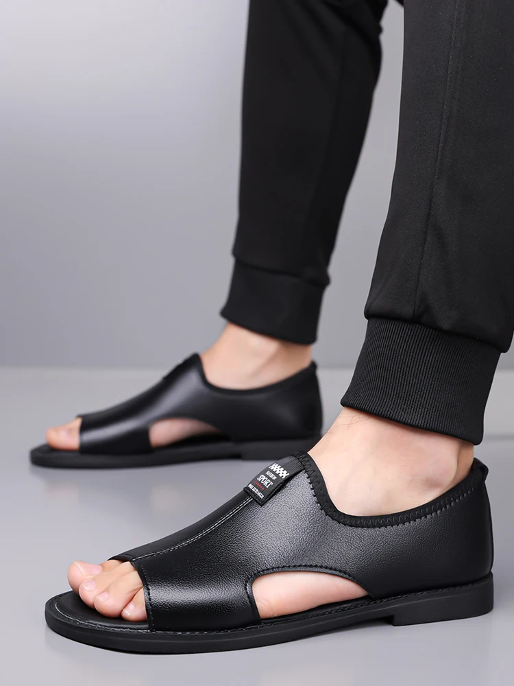 Men's Summer Outdoor Wearable Anti-Slip Deodorant Water Bubble Driving High-End Sensation Wear-Resistant Sandals Breathable B...