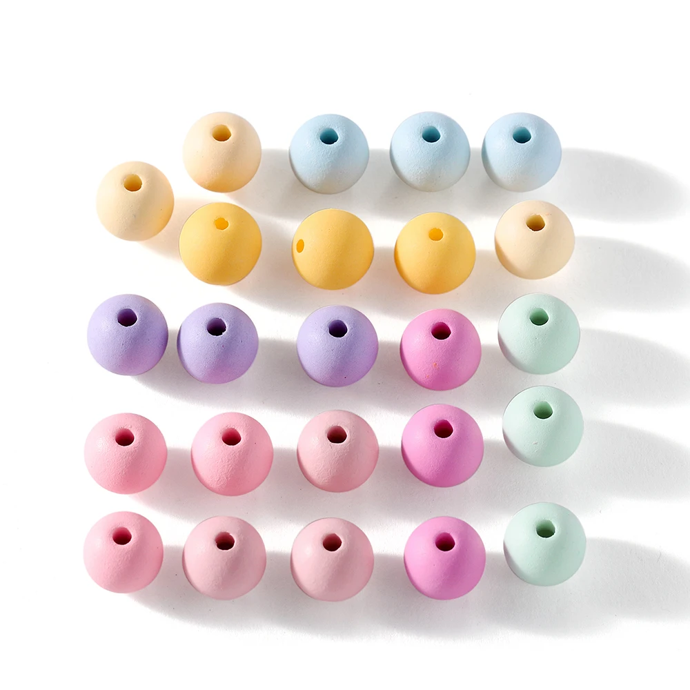 6/8/10mm Macaron kolor matowy akrylowe koraliki okrągły element dystansowy luźne koraliki do tworzenia biżuterii DIY bransoletka naszyjnik akcesoria rzemieślnicze