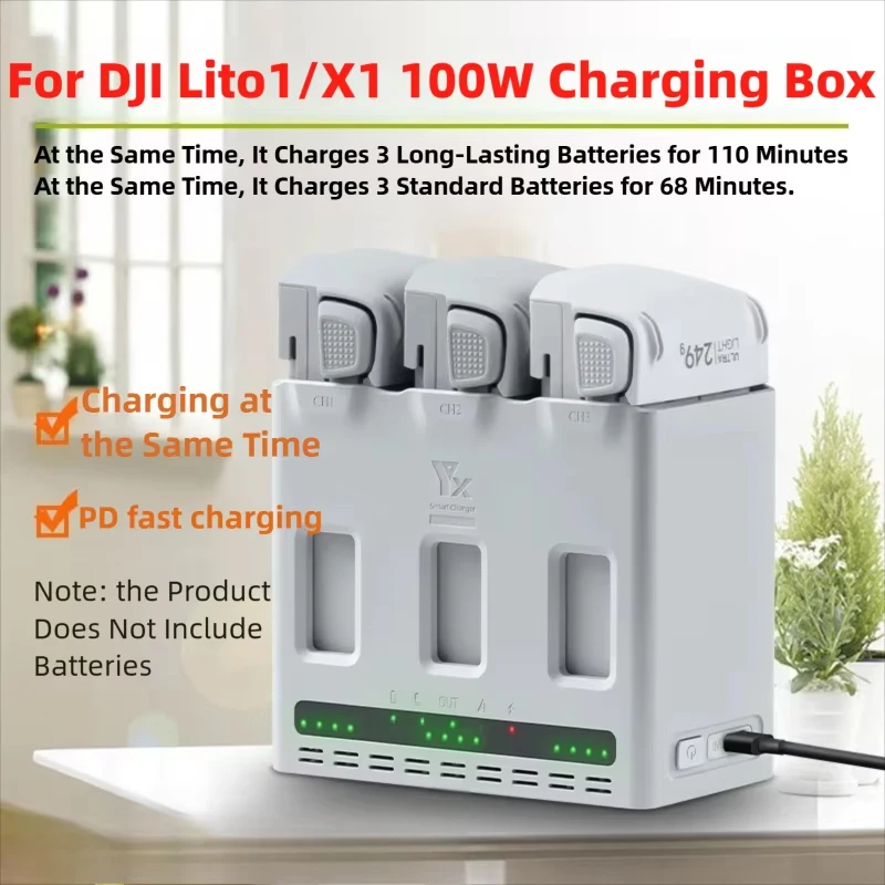For DJI LITO 1/X1 Drone Battery 100W Fast Charging Hub three-way Smart Manager Charger Butler For Lito1/x1 Power Bank Accessory