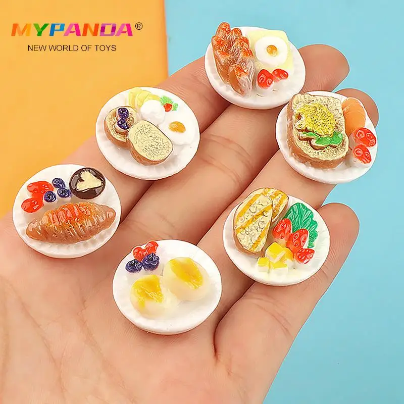 6pcs Mini Dim Sum Platter DIY Miniature Landscape Fairy Garden Decors Accessories Doll House Ornaments