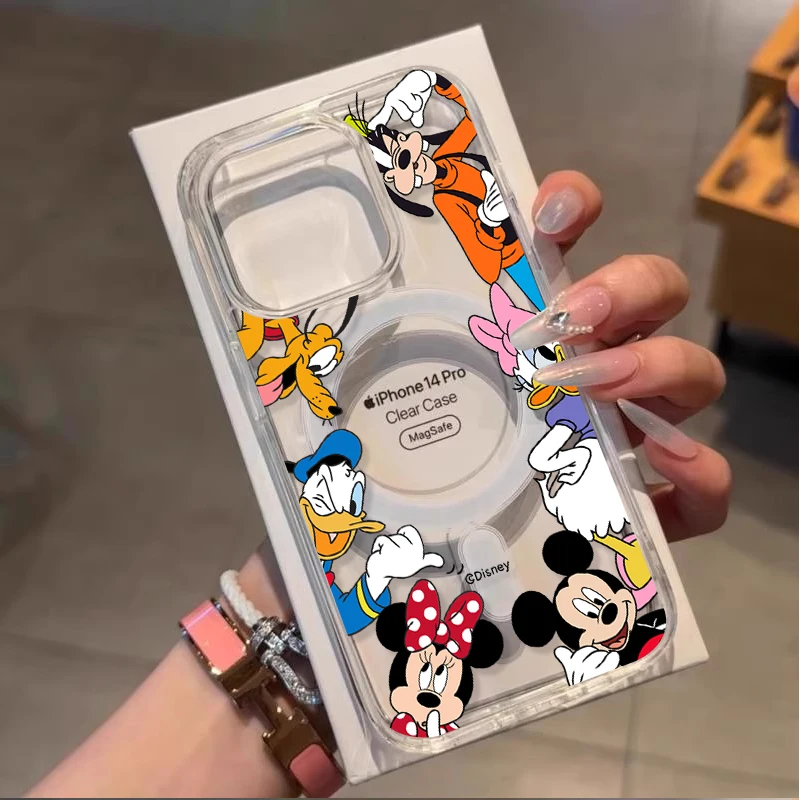 Cute Mickey Minnie Donald Duck Magsafe Magnetic Phone Case For iPhone 16 15 14 Pro Max 11 12 13 Plus MINI 16 E Phone Cover