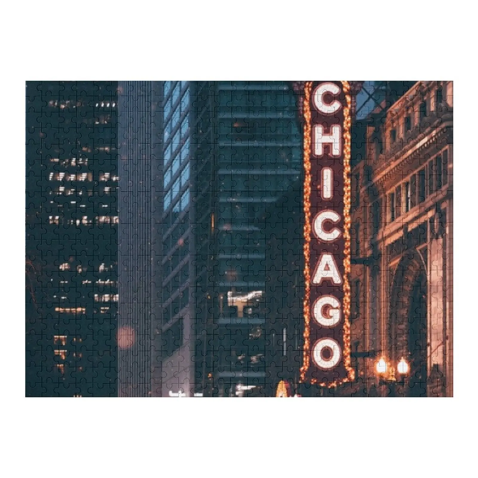 

Чикаго Иллинойс неоновая вывеска ночью головоломка детская игрушка головоломка для детей деревянная головоломка с животными