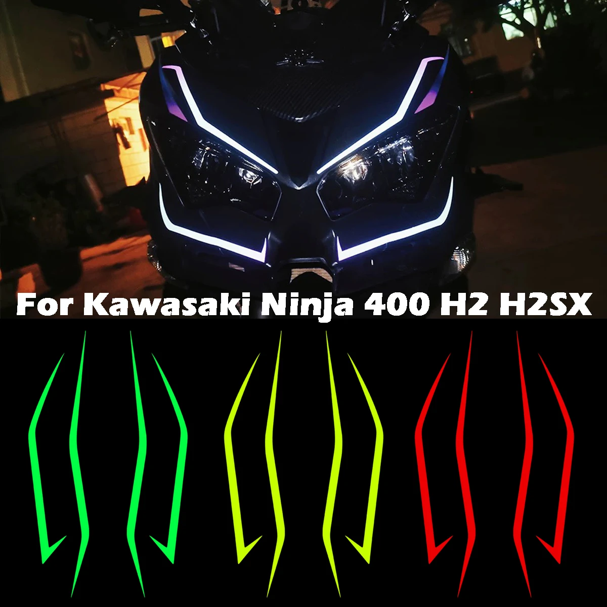 For Kawasaki Ninja NINJA400 H2 H2SX Reflective Moto Head Front Windshield Stickers Motorcycle Fairing Helmet Decal Accessories