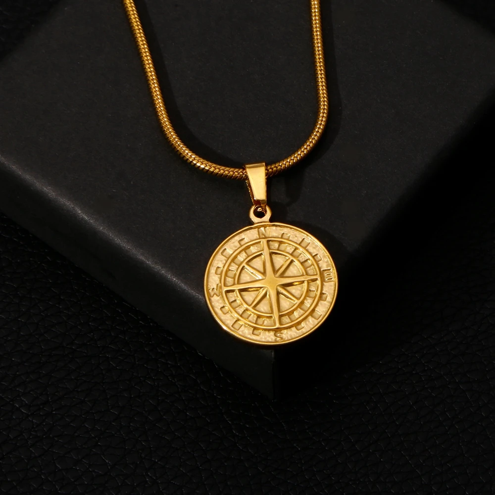 SGMAN 2024 Trendy DIY Custom Stainless Steel Compass Pendant Charms for Men Jewelry Making Chain Gift Gold Color Free Shipping