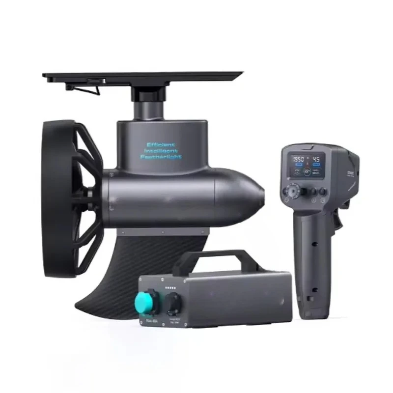 The Edge K4 intelligent drive electric kayak tug motor features a quiet, brushless underwater propulsion system for fishing