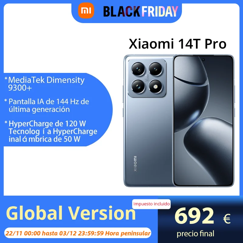 Global Version Xiaomi 14T Pro 5G Global Version 50MP Leica Camera MediaTek Dimensity 9300+ 6.67'' 144Hz AMOLED 120W HyperCharge