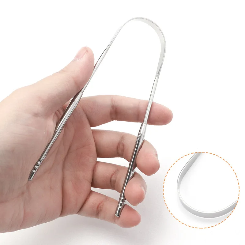 Stainless Steel Tongue Scrapers Tongues Cleaner for Adults Kids Fresh Breath Cleaning Coated Tongue Personal Oral Hygiene Care