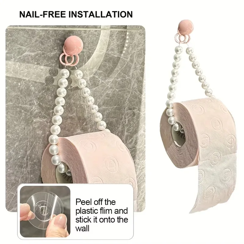 Durable Plastic Toilet Paper Holder Tissue Holder Wall Mounted Toilet Paper Holder - Nail Free Installation