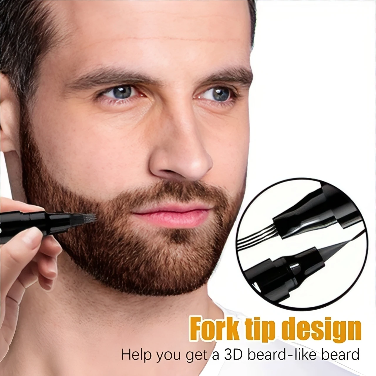 Double-Ended Beard Pen Mustache Styling Pencil Beard Filler Pencil for Hair Eyebrow Beard Eyelash Hair Filling Man Cosmetic