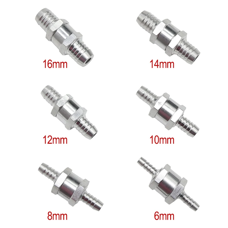 1/5pcs One Way Valve Aluminium Alloy 6/8/10/12/14/16mm Non Return Check Waves One Way Fit Carburettor Low Pressure Fuel System