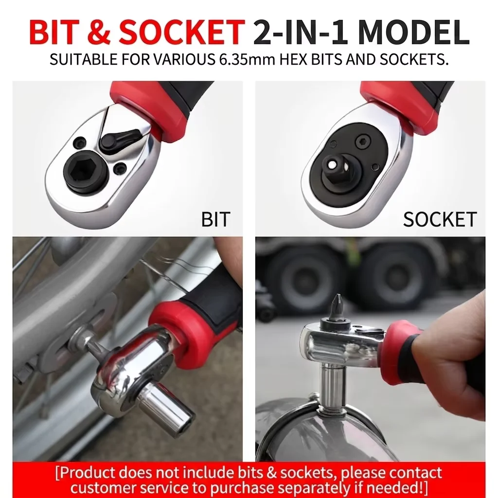 1/4-Zoll Mini-Ratschenschlüssel-Set, 72-Zahn Umkehrbarer Ratschensteckschlüssel, Sechskant-Bit-Schraubendreher, CR-V Handwerkzeuge für Fahrrad- und Autoreparatur, DIY – Detail 2