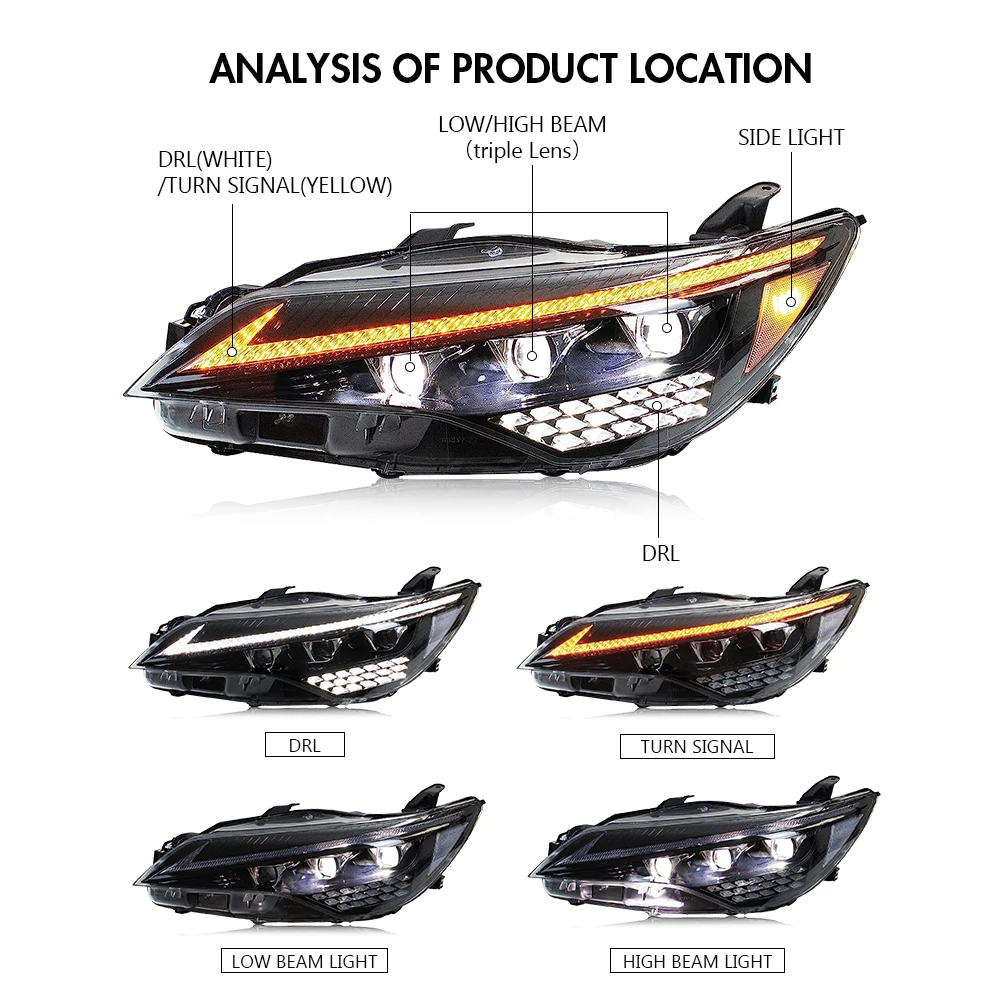 Camry  2015-2017 Head Lamp Headlight CAMRY Headlamp Flowing LED Lamp Upgrade and Modification