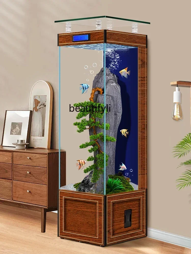 Q181  Super White Glass Fish Tank Living Room Small Light Luxury Intelligent Vertical Fish Globe Ecological Self-Circulation