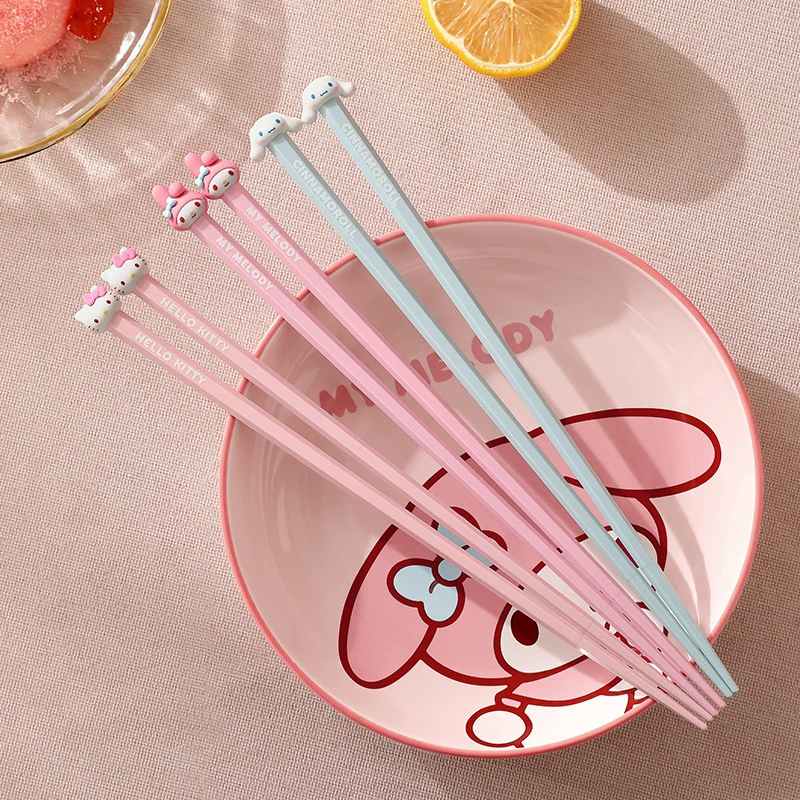 Sanrio Kawaii Hello Kitty Chopsticks Anime New Home High Temperature Moisture-proof Cartoon Eating Chopsticks Cute Tableware