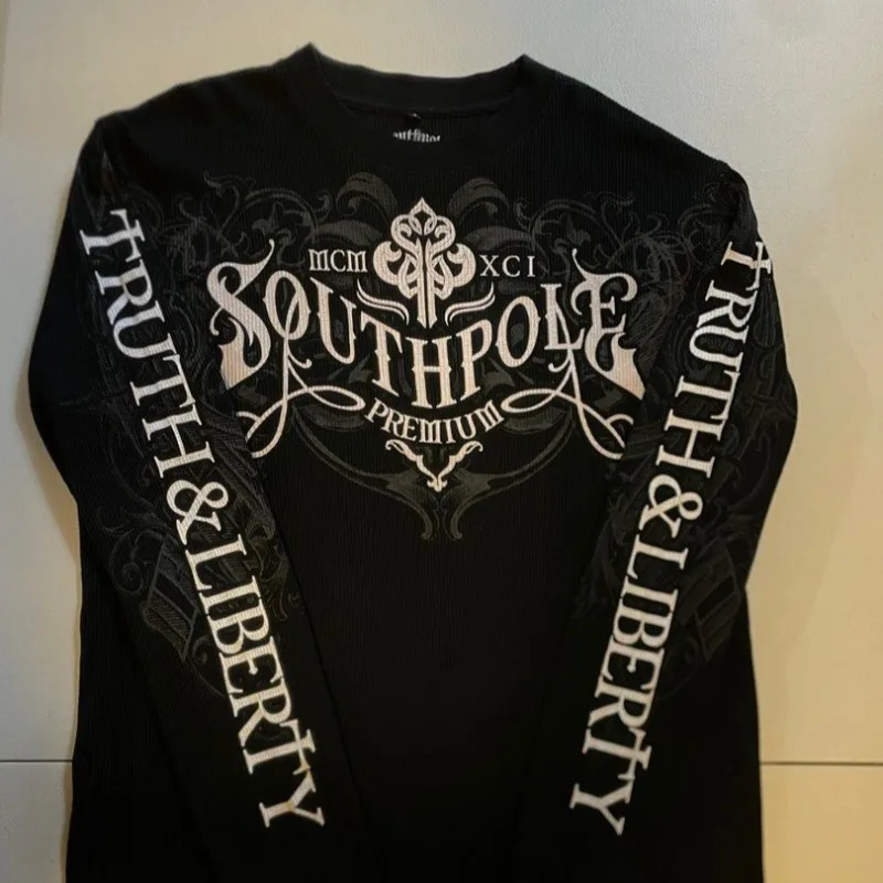 

Southpole Y2K Harajuku футболка с длинным рукавом с буквенным принтом для мужчин и женщин в американском стиле хип-хоп, готическая повседневная уличная одежда, мода 2024, новинка