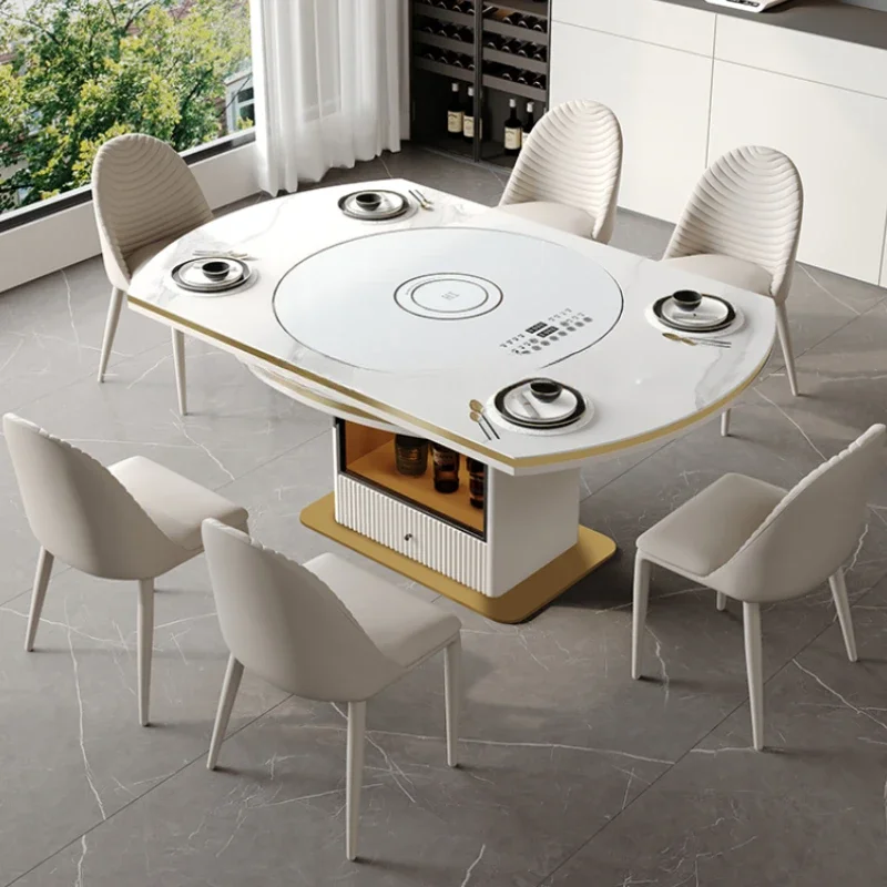 

Nordic Designer Dining Table Kitchen Light Luxury Extendable Dining Table Round Folding Muebles De Cocina Home Furniture