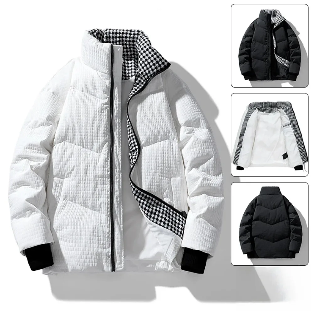 

2025 autumn and winter new hooded down jacket fashionable thickened short hooded bread jacket for men