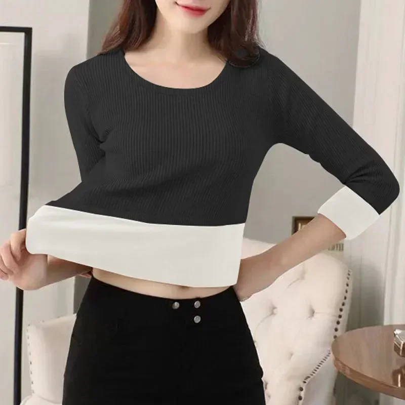 Knitted Sweater Clothes Underwear Female Pullover Women's Bottoming Thermal Velvet Tops Winter Women Warm Plus Thick