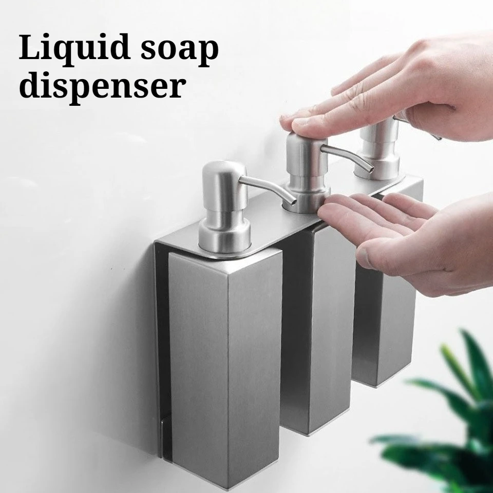 

Bathroom Liquid Soap Dispenser Stainless Steel Bath Bottle Detergent Dispensers Wall Mounted Kitchen Bathroom Accessories