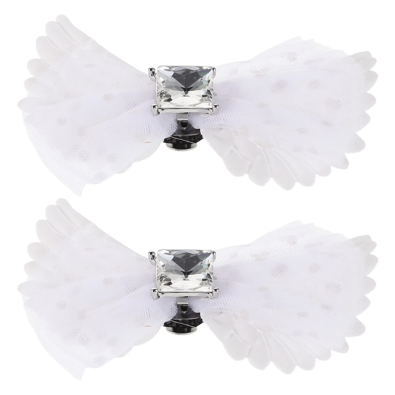 

2pcs Bowknot Shoe Clips Detachable Heels Accessories Decorative Charms Women White Polyester Buckle Jewelry Shoe Decorations