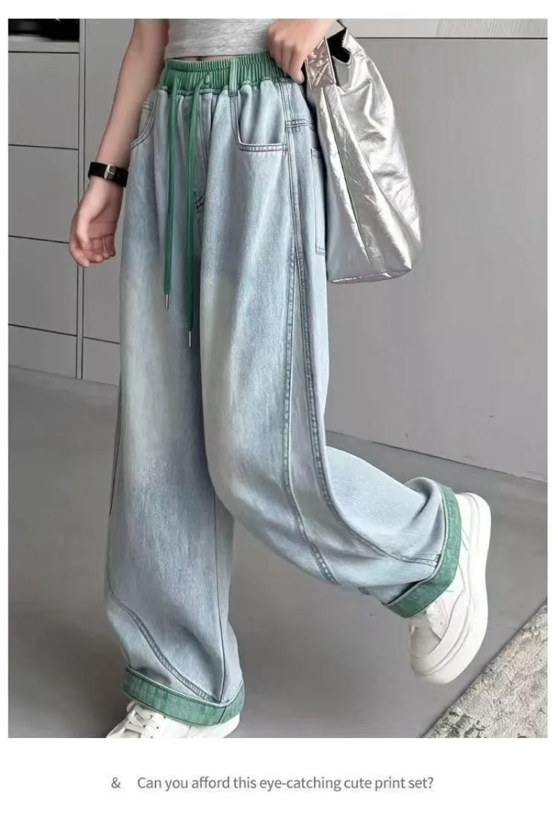 UNITIM 4-14 Jahre Mädchen-Jeans, Sommer, dünn, atmungsaktiv, für Kinder, Mädchen, Denim-Hose, lässig, gespleißt, für Junior-Mädchen, Hose mit weitem Bein – Detail 7