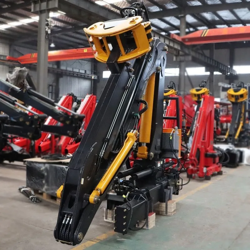 Small folding arm grabbing wood crane 360 degree rotating garden grabbing grass grabbing steel machine 6 tons hydraulic
