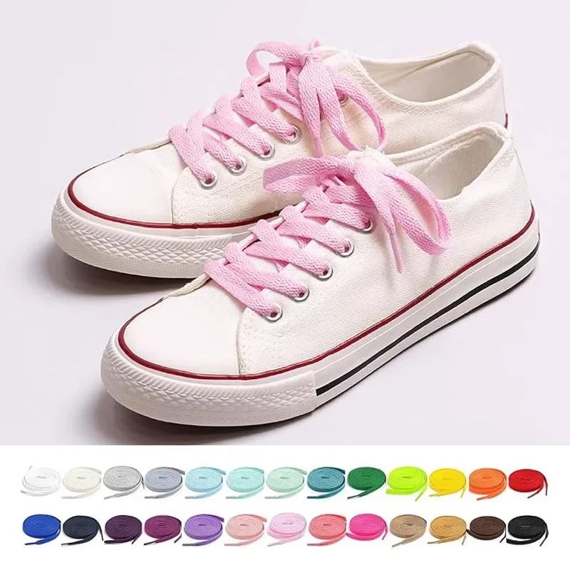 1Pair/3Pairs 8MM Wide Flat Shoelaces, Durable Polyester Fabric with No Fading, Replacement Laces for Sneakers and AF1 AJ Shoes