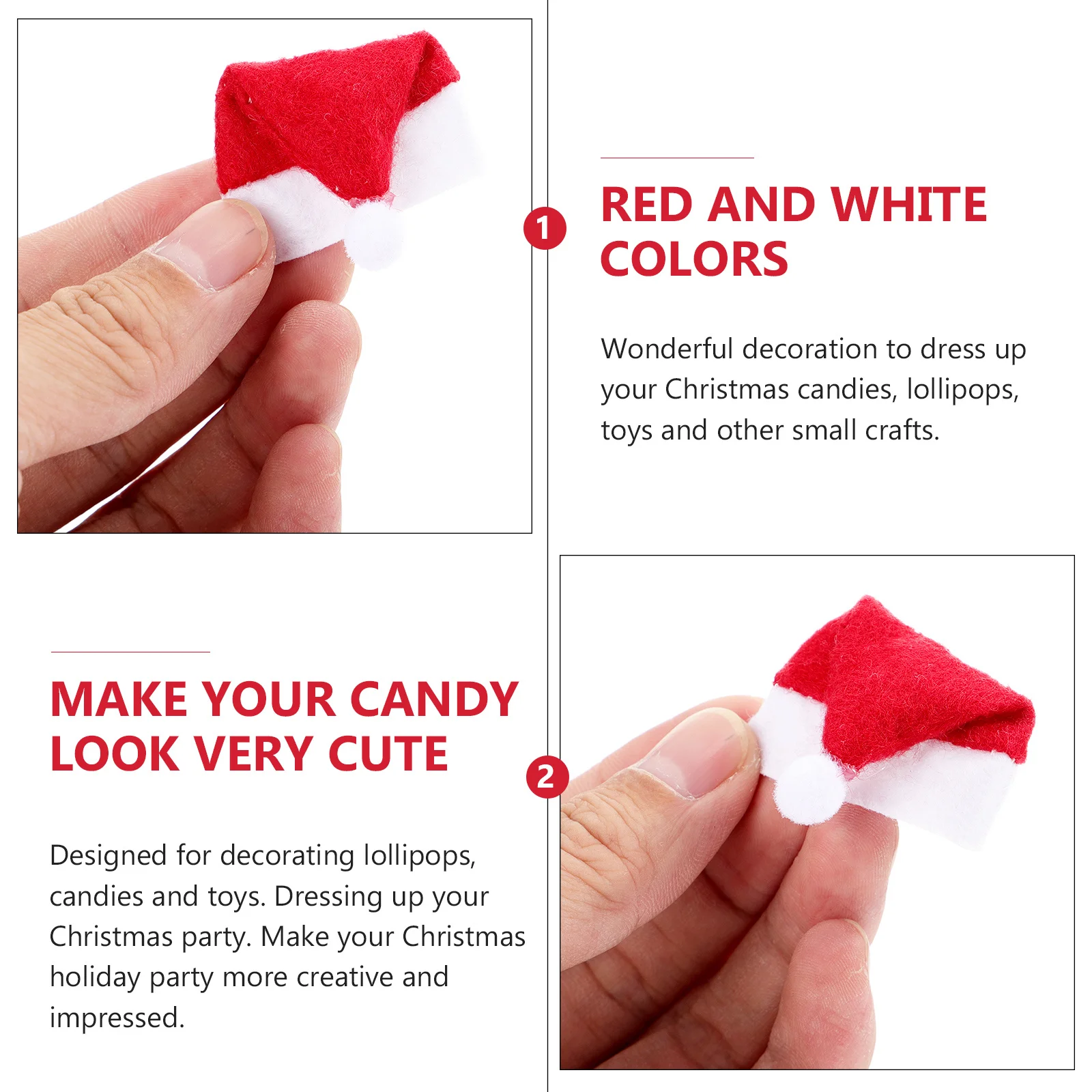 

24pcs Mini Christmas Hat Decoration For Candy Lollipop Cover Santa Caps Party Supplies Reusable Festive Accessories Camping
