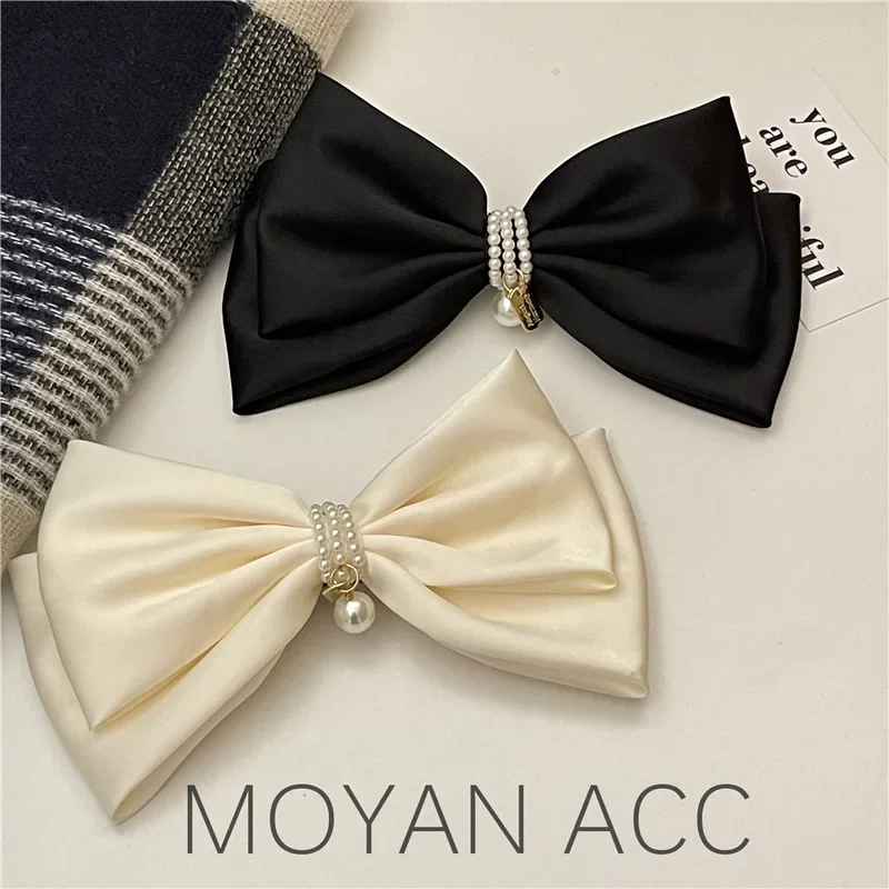 

Korean Fashion Hairclips Satin Silk Bow Bowknot Hair Clips for Girls Barrettes Hair Accessories Ponyhair