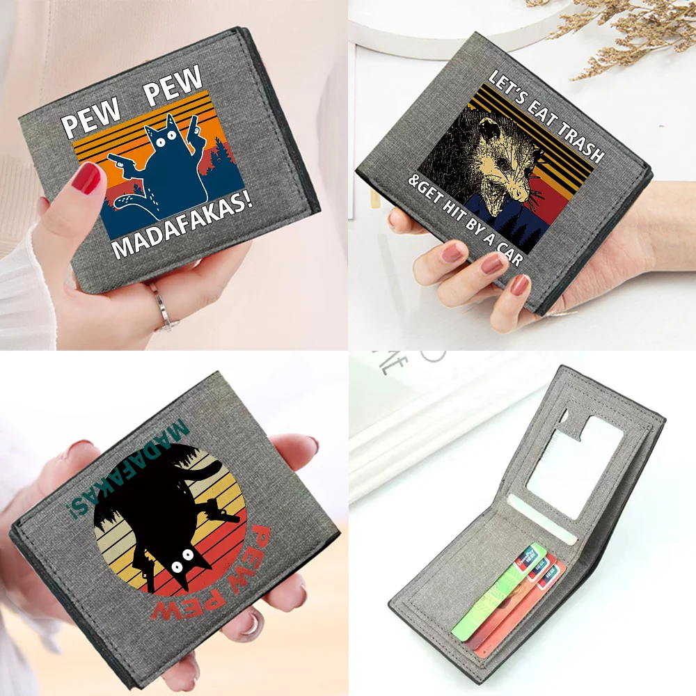 Fashion Men Canvas Wallet Foldable Bank Holder Short Purse Pew Printing Series Simple and Durable Pocketbook Credit Case Bag