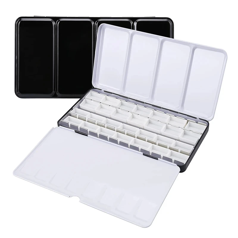 

Empty Watercolor Palette Tin Paint Case Palette Metal Watercolor Tin Palette Holds 28pcs Full Pans Black Iron Tin Travel Artist