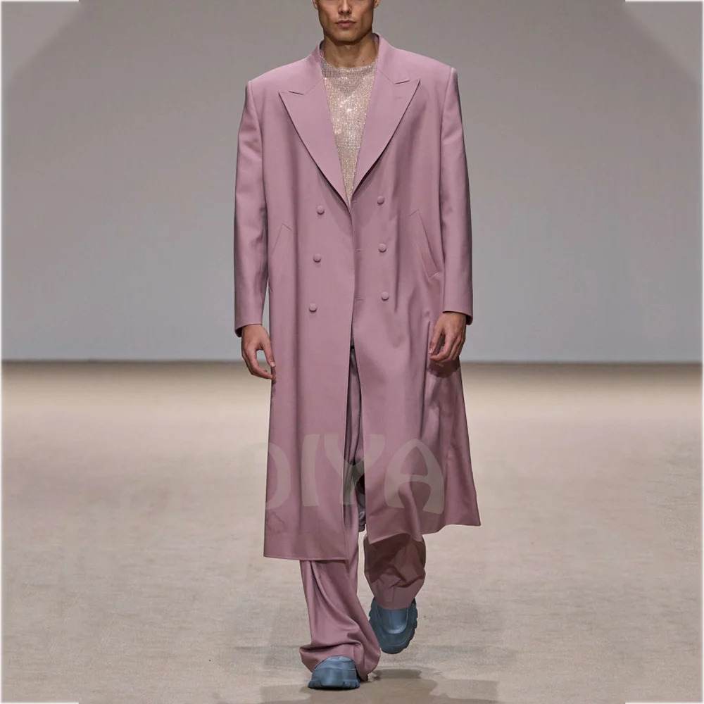 

Casual Oversized Men's Suit Jacket 1 Piece Peak Lapel Double Breasted Long Blazer Party Event Daily Outerwear 2026 Trendy