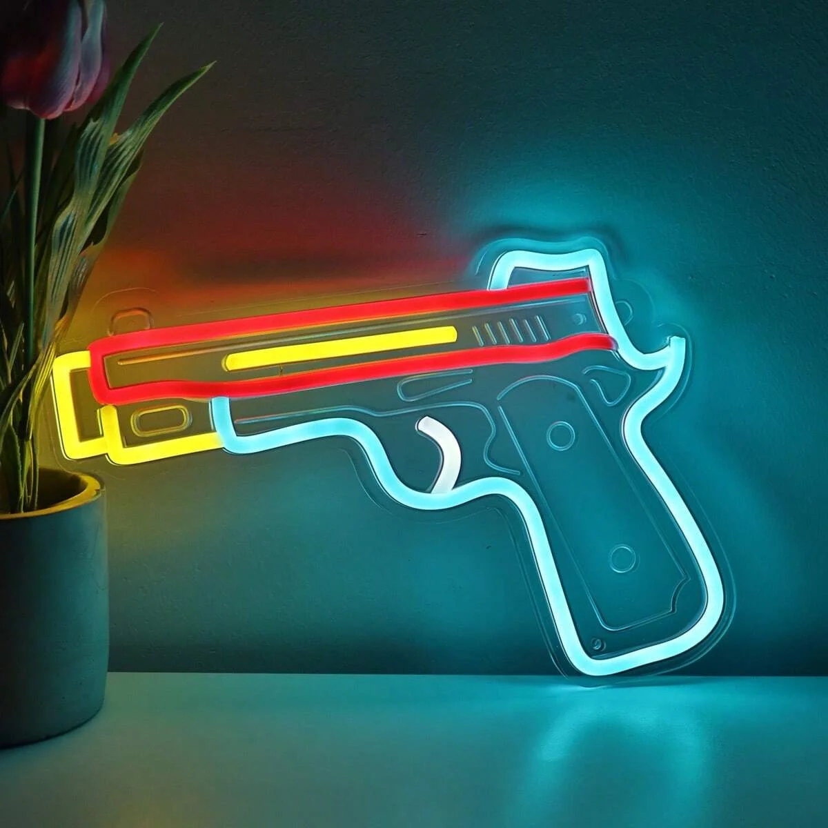 LED Pistol Neon Sign Super Bright Handmade Gun neon light For Room Party Shop Bar Gallery Studio Restaurant Decoration  Gift