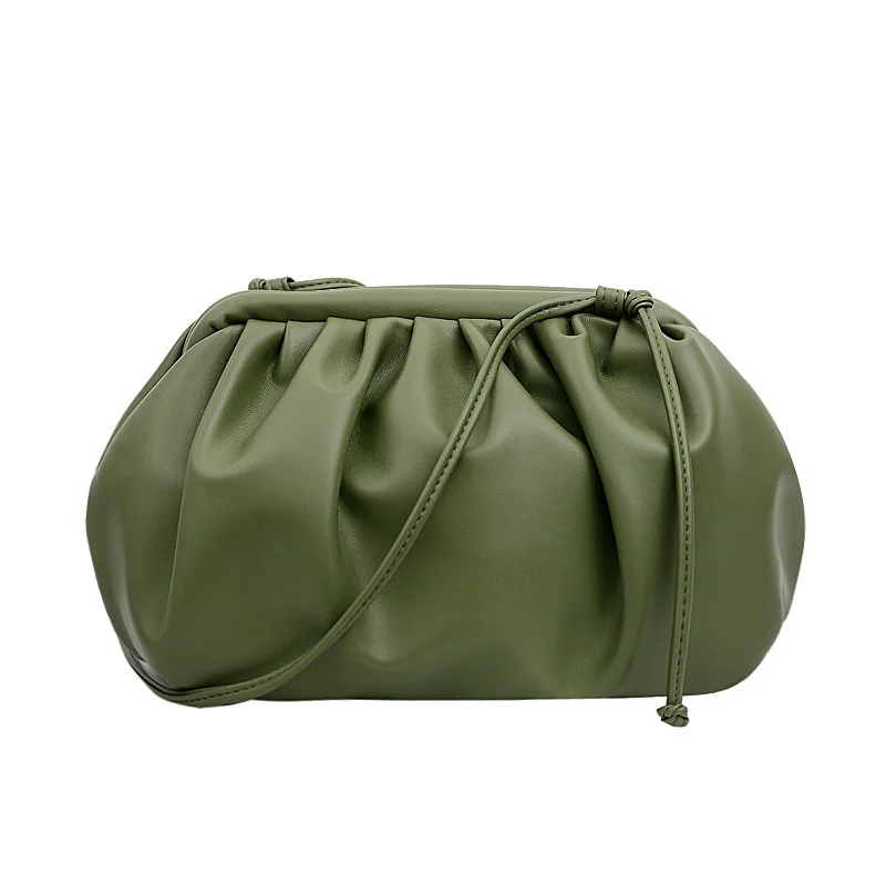 Fashion Women Shoulder Bag New Arrival Crossbody Bag Female Solid Color Pleated Design Ladies Bag Mini Zipper Cloud Bag For Girl