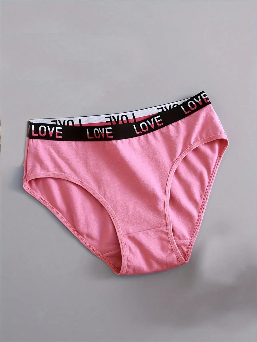 

Plus Size Womens Comfortable Breathable High Waist Briefs With Letter Tape Everyday Underwear