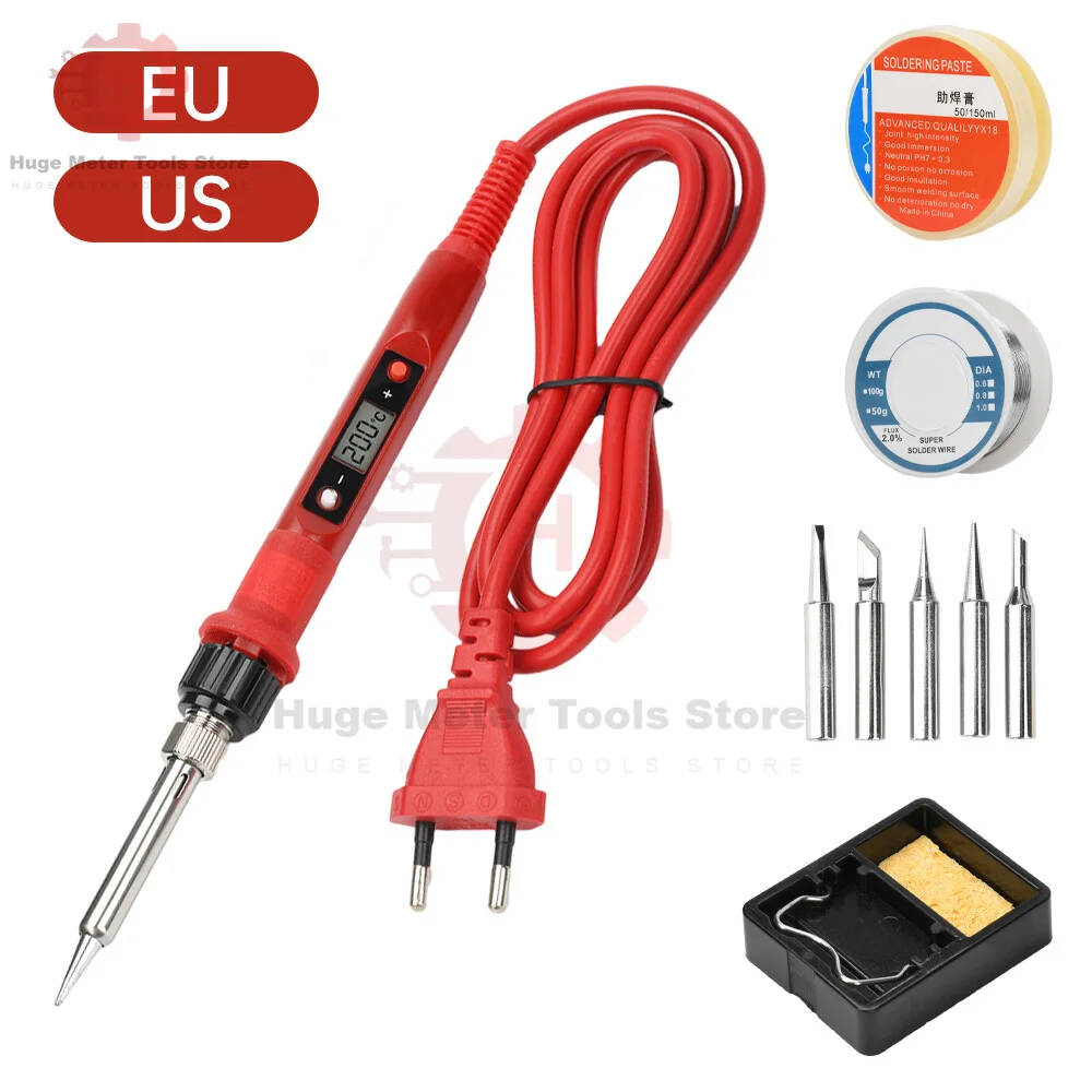 

80W Digital Electric Soldering Iron Soldering Iron Set Temperature Adjust AC 220V 110V US/EU Ceramic Heater Household DIY Tools