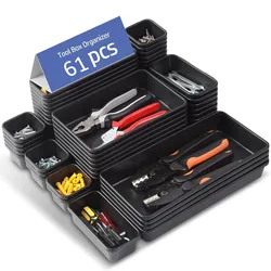 5 Size Interlocking Shallow Tool Organizer 61/45/34/24/9PCS Desk Drawer Organizers Tray Dividers Toolbox Storage Bins Container