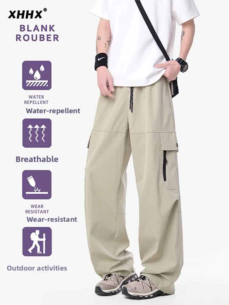

Свободные брюки для работы на открытом воздухе, мужские летние спортивные прямые повседневные брюки, модные свободные брюки десантника с заниженной промежностью