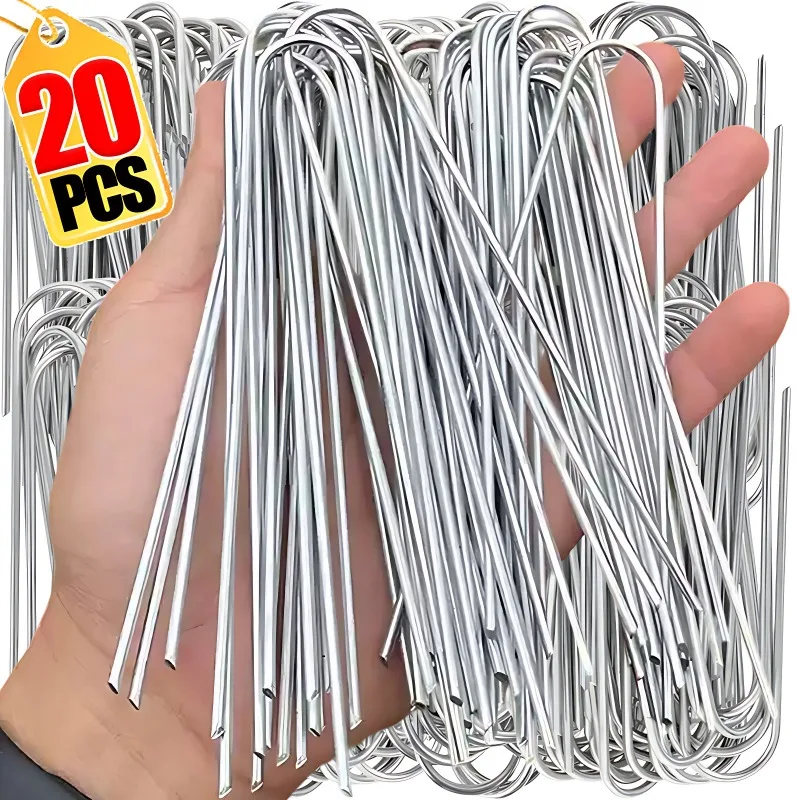 

Heavy-duty Fence Tubing Stakes Sod Pins U-type Garden Staples Galvanized Landscape Spike for Holding Lawns Barrier Ground Nails