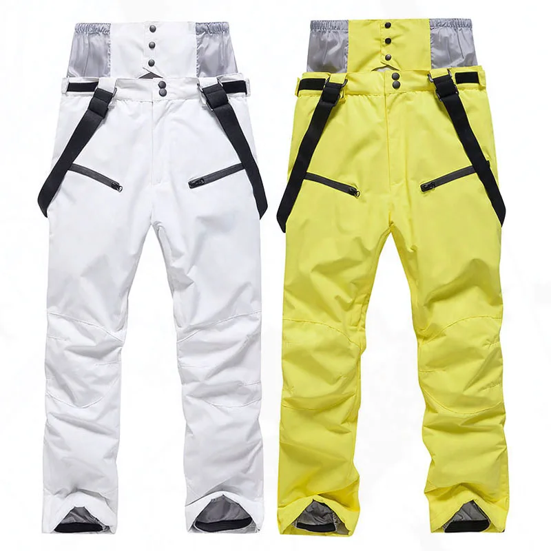 Women's and Men's Ski Pants Windproof Waterproof Snow Trousers Winter Snowboarding Suspender Pants with Waist Protection