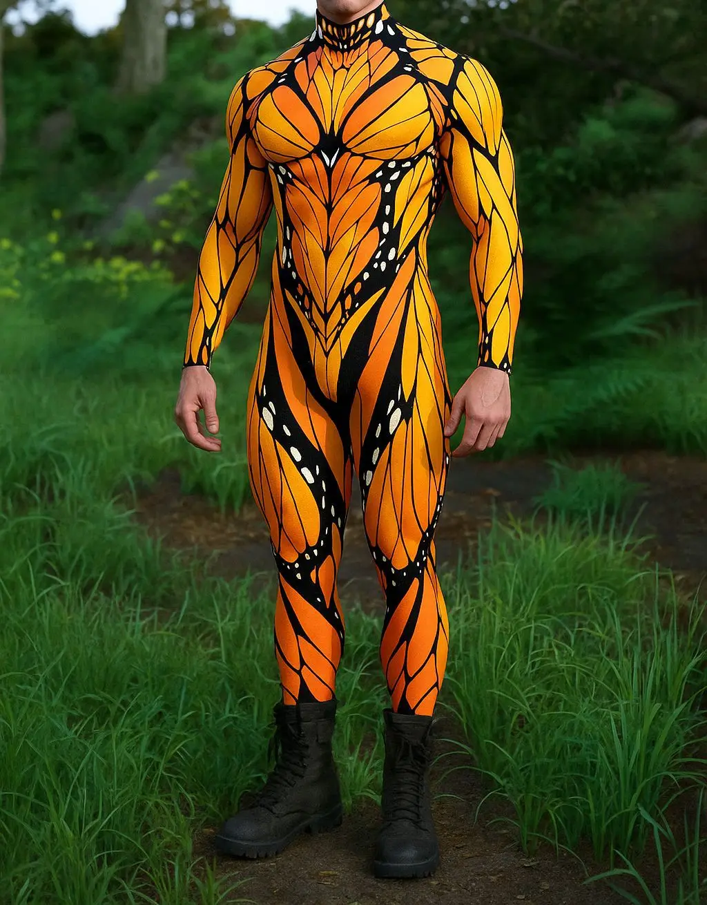 Halloween Schwarz-Weißes Spinnennetz Cosplay Bodysuit Kostüm Karneval Kunst Slim Jumpsuit Performance Karnevalsparty Zentai – Detail 15