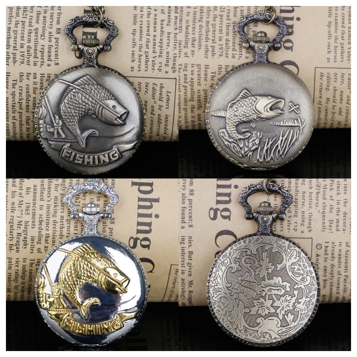 ساعات جيب كوارتز لصيد الأسماك Steampunk مع سلسلة ساعة فوب للرجال والنساء ساعة هدايا Reloj De Bolsillo